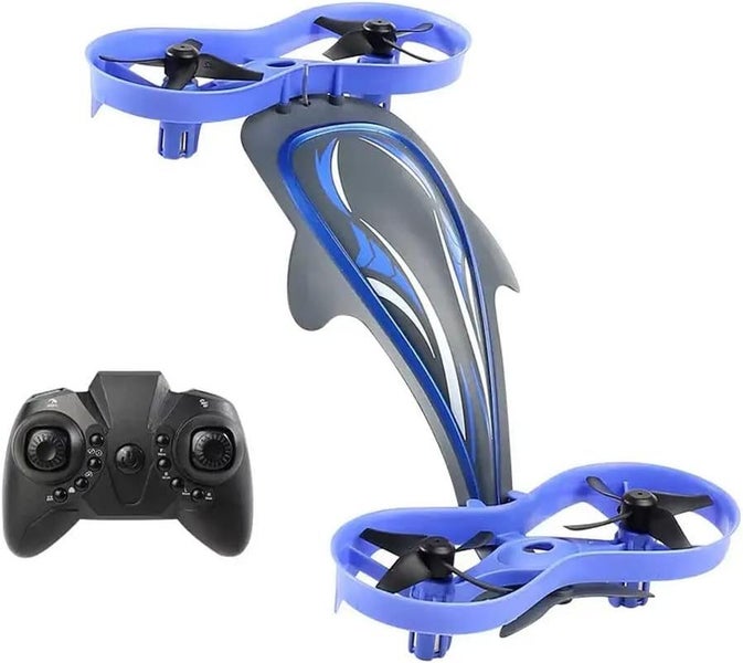 3-in-1 Hybrid Air to Water Stunt Drone Remote Control Drone Toy for Kids-Blue Carousel 1