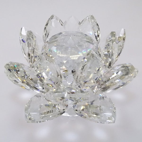 Clear Cut Glass Lotus with Glass Orb - Medium62993530740609111