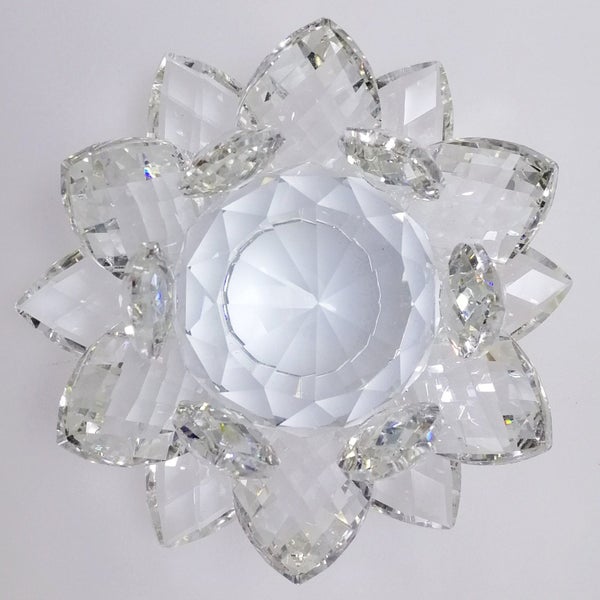 Clear Cut Glass Lotus with Glass Orb - Medium62993530740609112