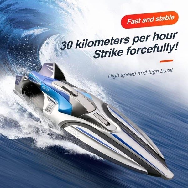 2.4 GHz Fast RC Racing Ship Remote Control Boat High-Speed RC Boat - Grey Carousel 7