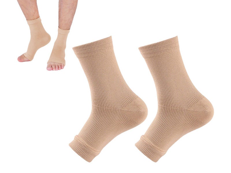 2 Pairs Compression Ankle Support Socks Short Socks - Nude L Carousel 1