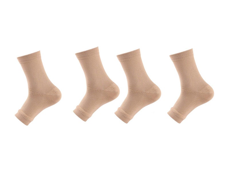 2 Pairs Compression Ankle Support Socks Short Socks - Nude L Carousel 2