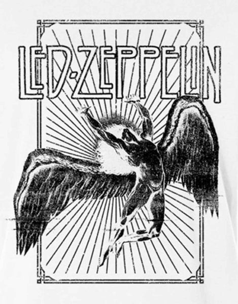 Led Zeppelin T Shirt Icarus Burst Band Logo new Official Womens Skinny Fit White Carousel 2