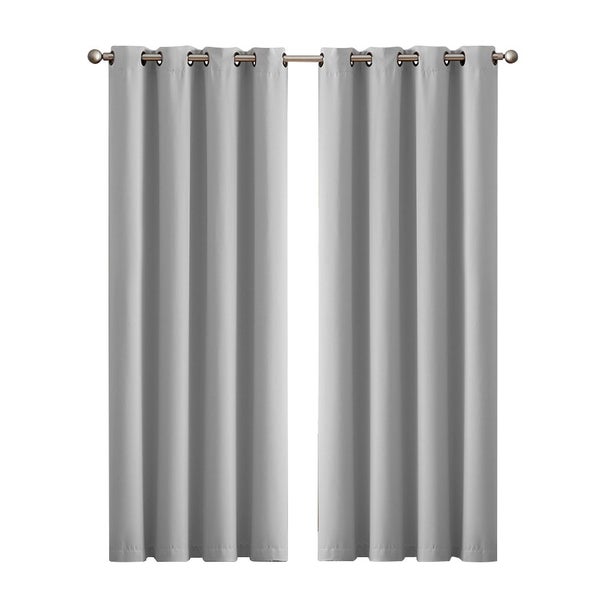 2x Blockout Curtains Panels 3 Layers Eyelet Room Darkening 132x213cm Grey Carousel 1