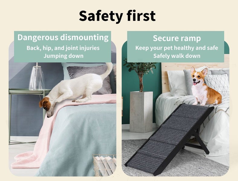 Pawz Dog Ramp Adjustable Height Stair For Bed Sofa Cat Dogs Folding Portable Carousel 2