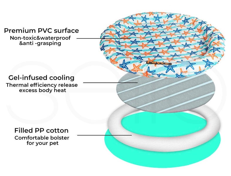 Pawz Pet Cooling Mat Dog Bed Cat Summer Self-cold Gel Starfish-Round M L Carousel 2