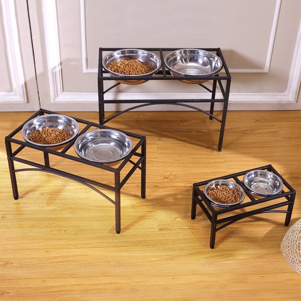 Pawz Dual Elevated Pet Dog Puppy Feeder Bowl Stainless Steel Food Water Stand Carousel 2