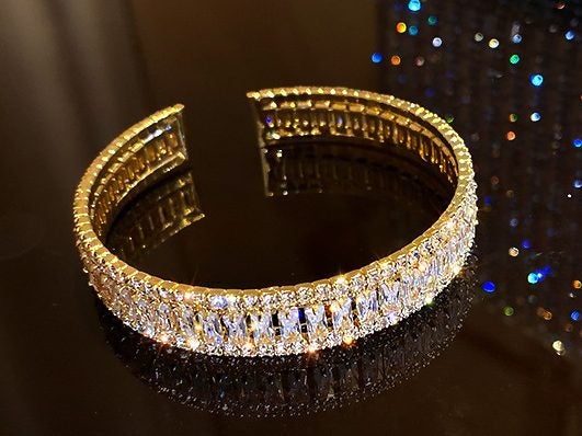 Bracelet Crystal CZ Diamonds Bangle Open Size Carousel 1