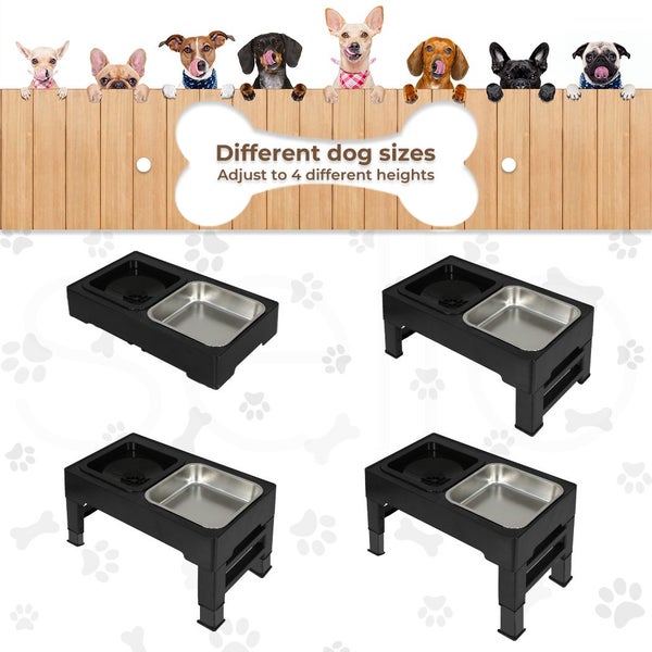 Pawz Elevated Pet Feeder 4 Height Adjustable Dog Stainless Steel Non-Slip Bowl Carousel 2