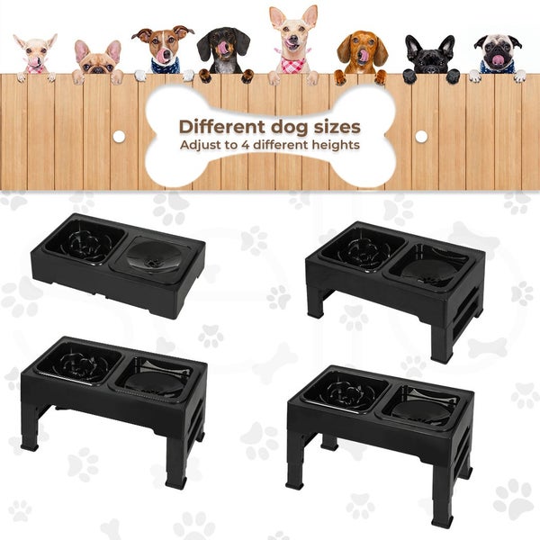 Pawz Elevated Pet Feeder 4 Height Adjustable Raised Dog Cat Slow Food Water Bowl Carousel 2