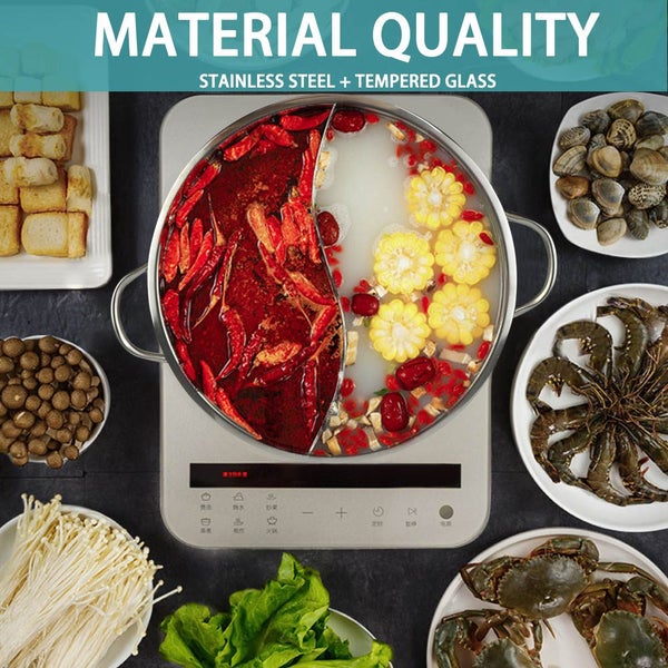 Toque Stainless-Steel 36cm Twin Mandarin Duck Hot Pot Induction Cookware W/Lid Carousel 2