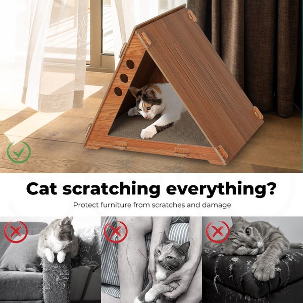 Pawz Cat Scratcher Scratching Board Corrugated Cardboard Scratch Bed House Carousel 2