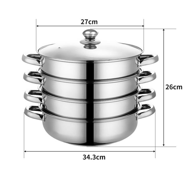 Toque Stainless-Steel Steamer Meat Vegetable Cookware Hot Pot Kitchen 4 Tier Carousel 10