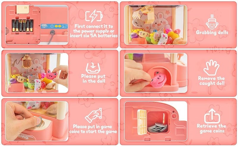 Mini Claw Machine Toy Electronic Arcade Game Prize Candy Birthday Toy For Kids Carousel 9