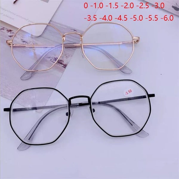 Men Vintage Anti Blue light Minus Glasses Frame With Degree Round Women M CHK12N Carousel 2