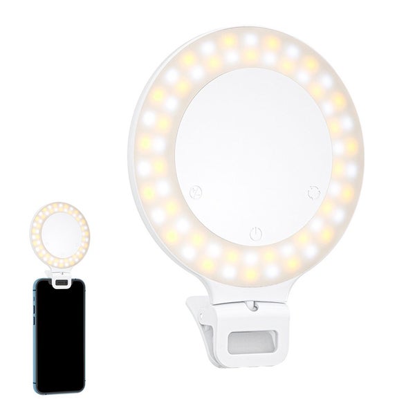 Selfie Ring Light 3 Light Modes Adjustable Clip on Phone Camera LED Light Carousel 1