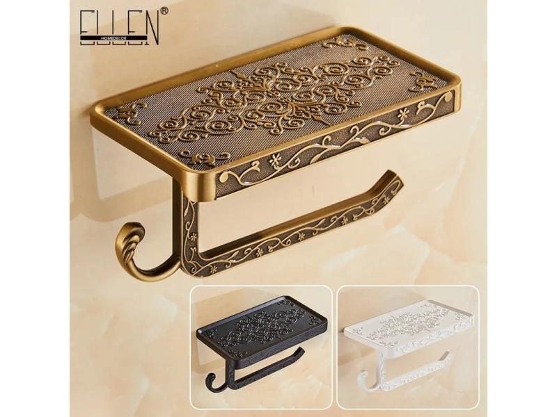 Antique Bronze Toilet Roll Paper Rack With Phone Shelf Wall Mounted Bathroom Carousel 2