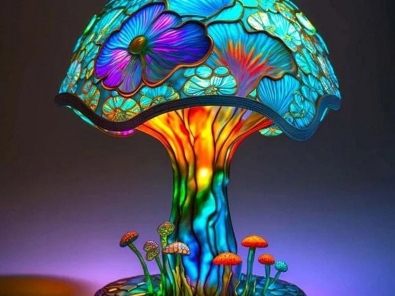 Colorful Mushroom Shape Table Lamp Bohemian Resin Night Light Home Decor Carousel 2