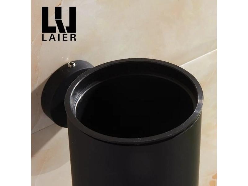 304 Stainless Steel Bathroom Black Toilet Brush Holder 2 Brush Heads Wall Carousel 1