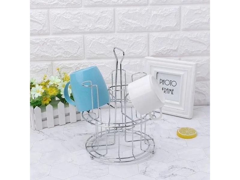 Stylish Mug Tree Iron Holder With 6 Racks For Coffee Cups Bottles Carousel 1