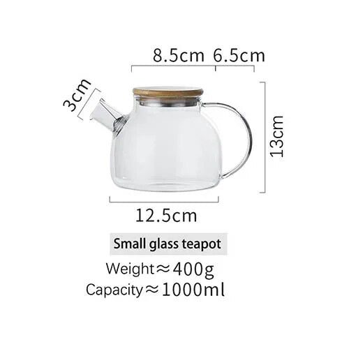 1L/1.8LTransparent Borosilicate Glass Teapot Heat-Resistant Large Clear T CHK12N Carousel 1