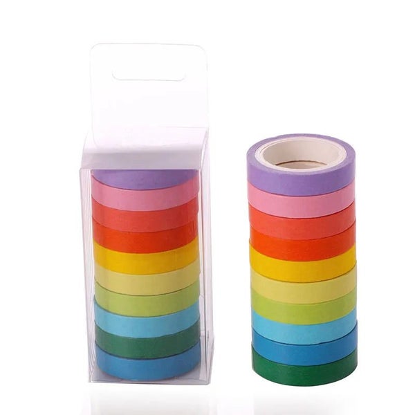 10PCS/box Washi Tape Rainbow Solid candy Color Japanese Masking tape Stic CHK12N Carousel 1