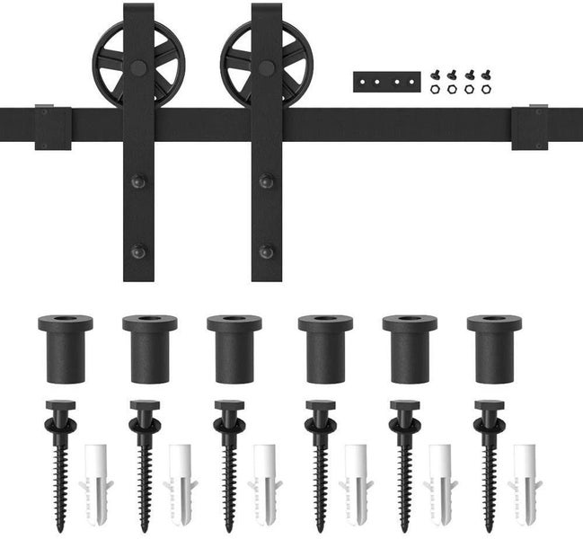 Barn Door Hardware Large Wheel 1.5 M Sliding Track Black Antique Carousel 2