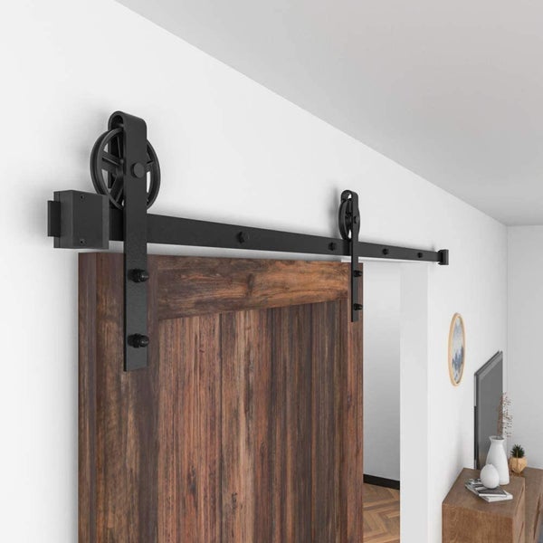 Barn Door Hardware Large Wheel 1.5 M Sliding Track Black Antique Carousel 4