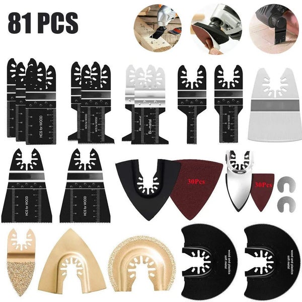 81Pcs Quick Change Oscillating Multi Tool Saw Blade For Fein Black&Decker CHK12N Carousel 1