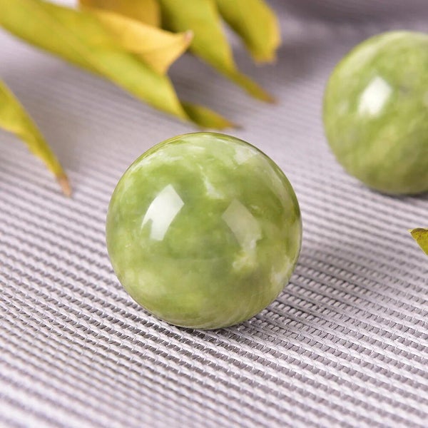 2Pcs Natural Jade Stone Massage Ball Hand Wrist Health Exercise Stress So CHK12N Carousel 2