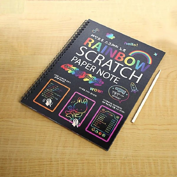 9 Pages Magic Rainbow Color Scratch Papers 26x19cm Large Size Drawing Pai CHK12N Carousel 2