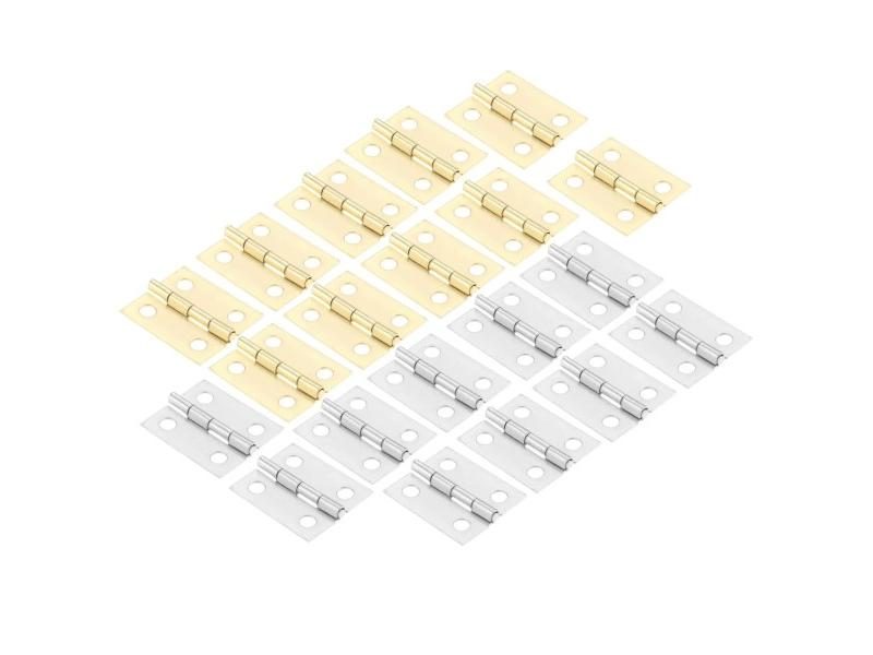 20Pcs 18 16mm Silver Gold Door Cabinet Mini Hinges For Furniture Decoration Carousel 1