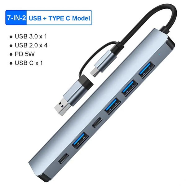 USB C HUB 7 Port Multi USB Splitter USB 3.0 HUB Type C to USB OTG Adapter CHK12N Carousel 1