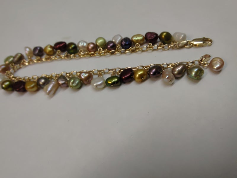 9 ct Gold Multicoloured Pearl Bracelet Carousel 2