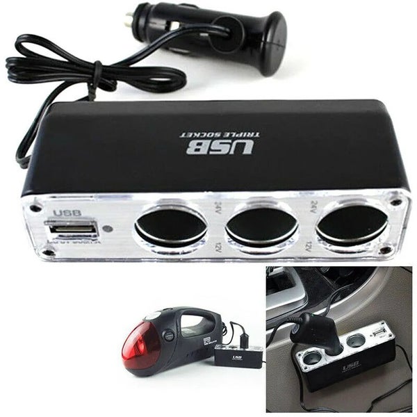 1pc Car Lighter Adapter Charger Adapter Triple Splitter Lighter Output 12 CHK12N Carousel 1