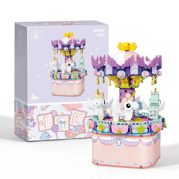 Building Blocks Rotating Music Box Building Bricks 874pcs - Carousel Carousel 1