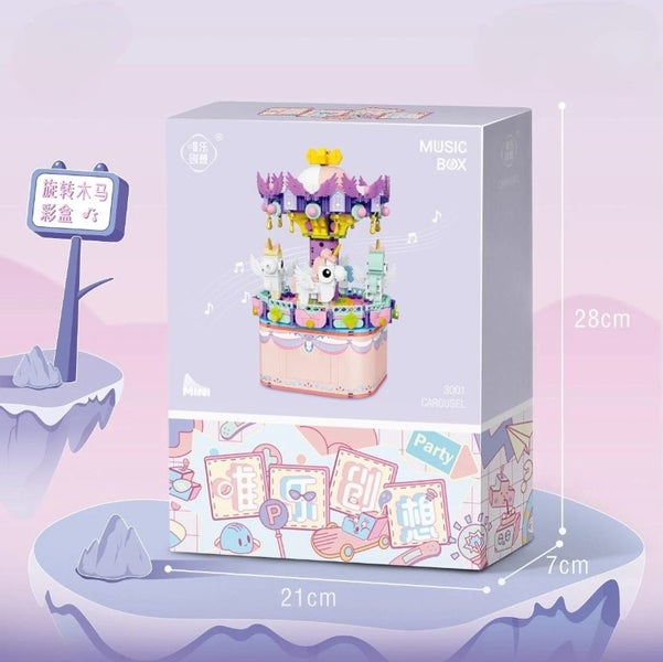 Building Blocks Rotating Music Box Building Bricks 874pcs - Carousel Carousel 7