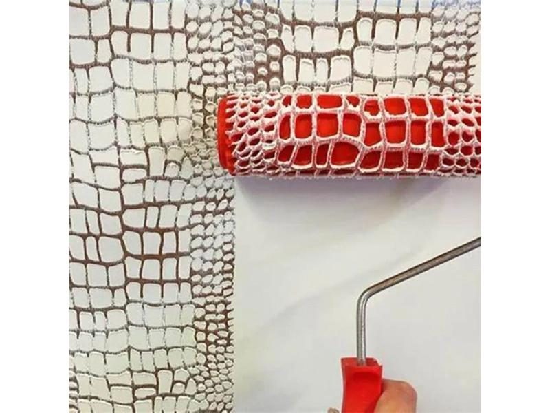 7" DIY Patterned Paint Roller With Plastic Handle Crocodile Skin Texture Carousel 2
