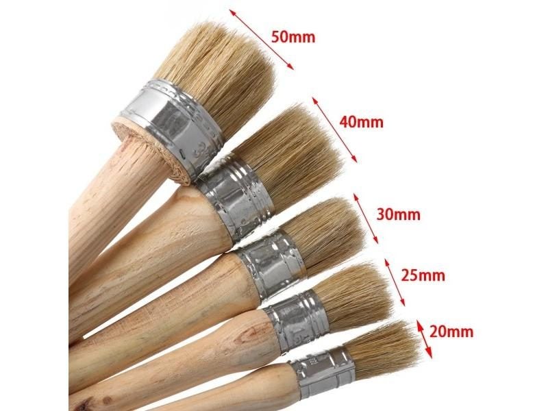 1PC Wood Handle Brushes With Natural Bristles Chalk Oil Paint Wax Brush Carousel 2
