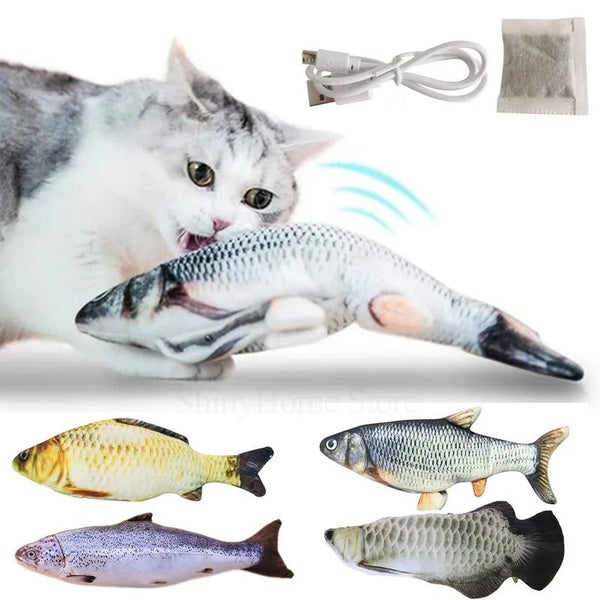 Cat Electric Fish Toy Pet 3D Simulation Fish Soft Plush Shaking Fish Toy CHK12N Carousel 2