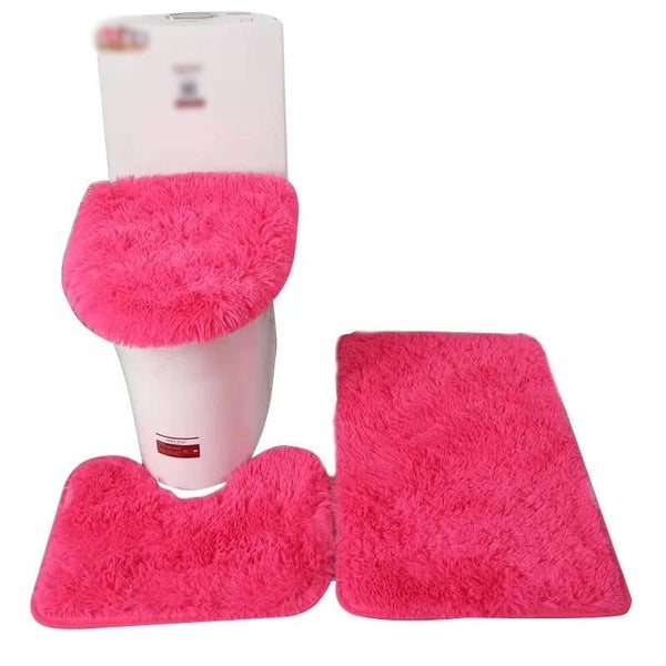 3pcs/set Solid Color Bathroom Mat Set Fluffy Hairs Bath Carpets Modern To CHK12N Carousel 23