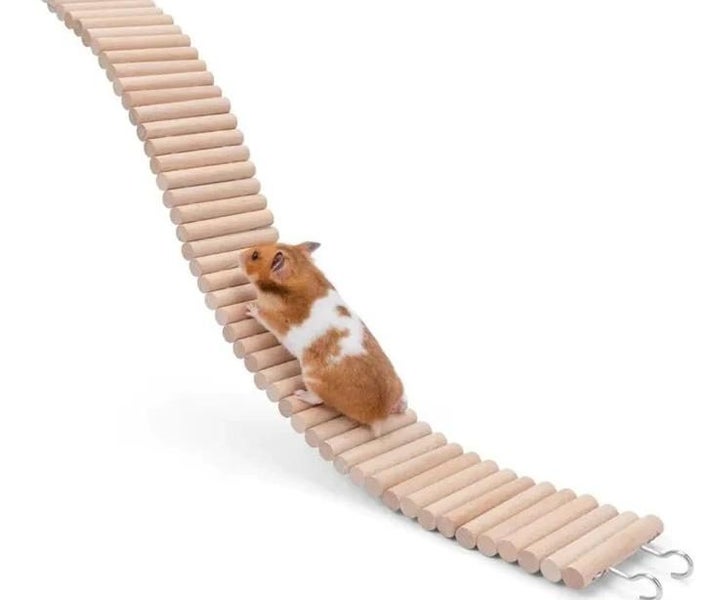 2 In 1 Hamster Wooden Ladder Bridge Exercise Play Chewing Toys Cage Decor CHK12N Carousel 2