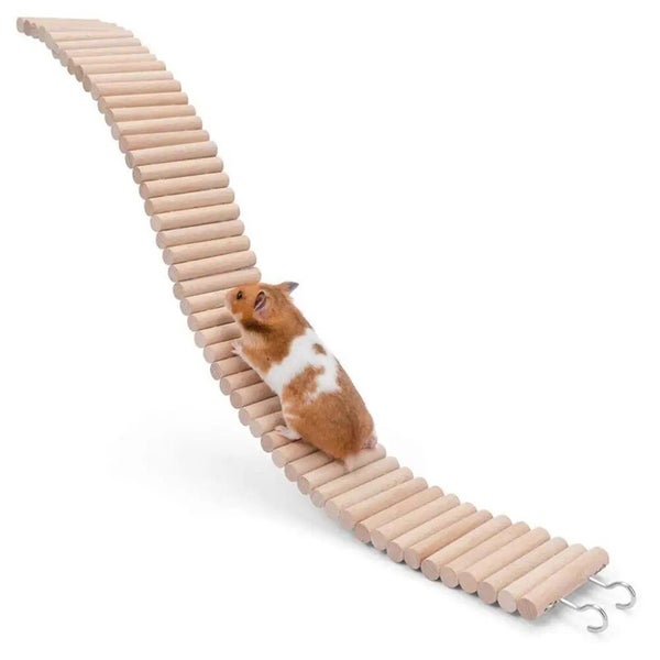 2 In 1 Hamster Wooden Ladder Bridge Exercise Play Chewing Toys Cage Decor CHK12N Carousel 1
