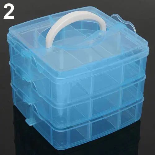 3 Layers 18 Compartments Clear Storage Box Container Jewelry Bead Organiz CHK12N Carousel 1