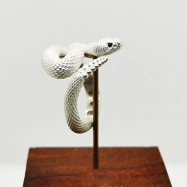 Vintage Anillos Retro Snake Ring Male Black Adjustable Opening Metal Anim CHK12N Carousel 1