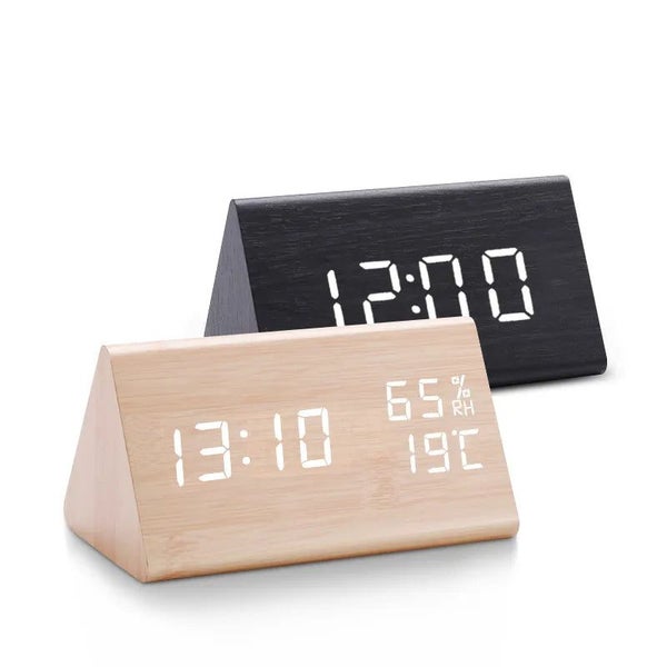 Digital Clock LED Wooden Alarm Clock Table Sound Control Electronic Clock CHK12N Carousel 2