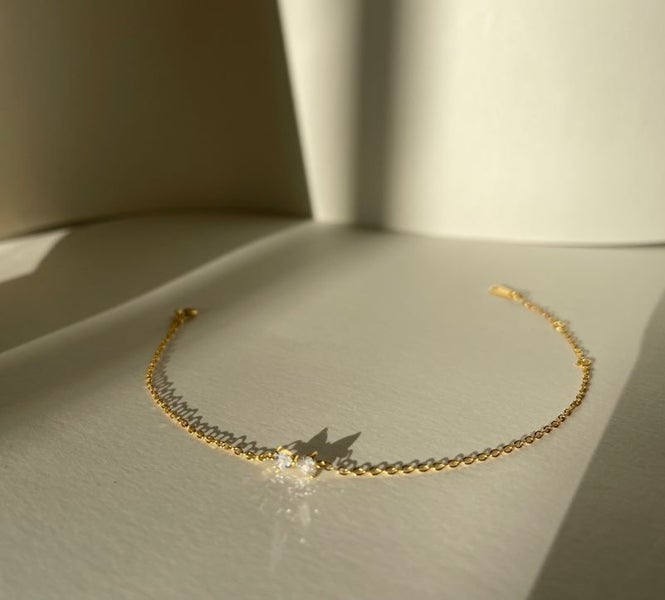 Real Gold Plated Sterling Silver 925 Cubic Zirconia Bowl Bracelet Carousel 3