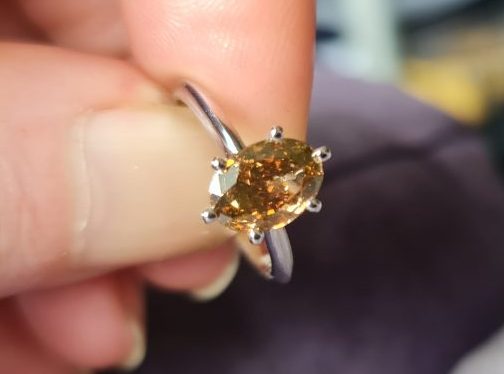 New incredible natural 1.7ct Cognac Diamond Engagement ring 14k white gold GIA Carousel 2