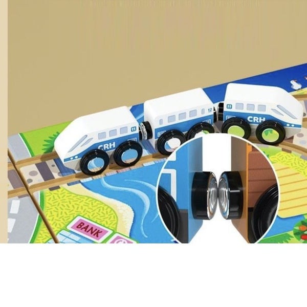 Wooden Train Box with trains tracks and toys and storage Carousel 10