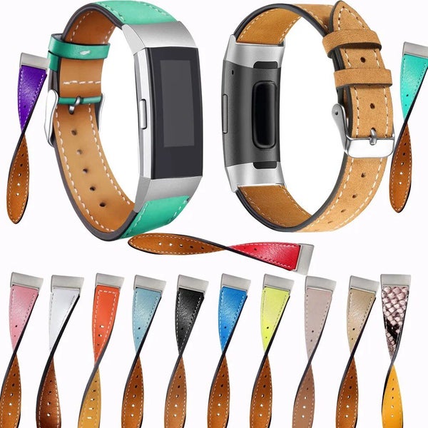 Replacement Fitbit Charge 3 Bands Leather Straps Band Interchangeable Sma CHK12N Carousel 2